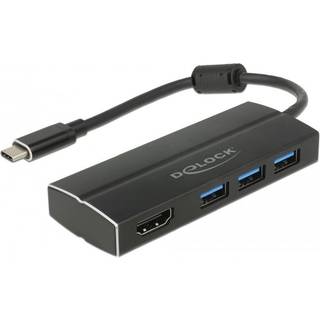 Delock USB-C hub med 3x USB-A, 1x HDMI, 5 Gbps, 4K @ 30Hz