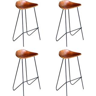 barstole 4 stk. ægte læder brun