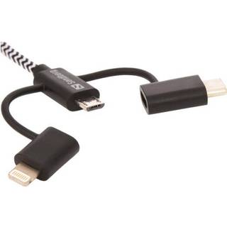 Sandberg 1m multikabel 3i1 med USB-C, micro USB og MFi Lightning stik