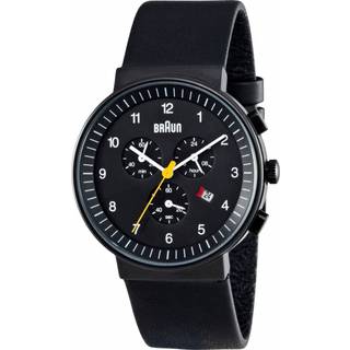 Braun Quartz Classic Black Dial Black Leather Strap Men's Watch BN0035BKBKG
