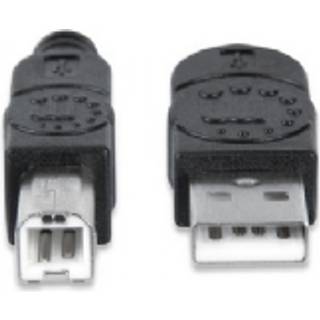 MANHATTAN USB 2.0 AB-kabel 3 meter 1 fladt og 1 kvadratisk stik (2-5110)