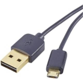 Renkforce USB-kabel USB 2.0 USB-A-hanstik, USB-micro-B-hanstik 1.00 m Sort Dobbeltsidet stik, forgyldt