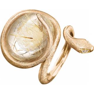OLE LYNGGAARD COPENHAGEN ring mellem Snakes 18 kt guld med rutilkvarts og 4 brill. TW.VS. i alt 0,02 ct
