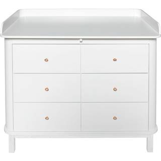 Oliver Furniture Wood puslekommode m. stor plade - hvid/eg