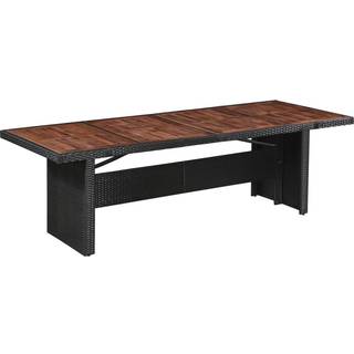havebord 240x90x74 cm polyrattan og glas sort