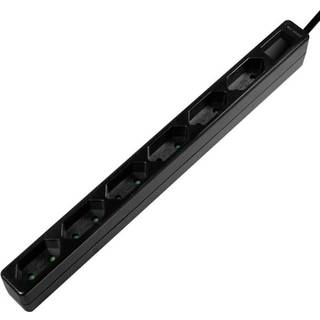 LogiLink Slim Euro Socket 6-vejs - Svart