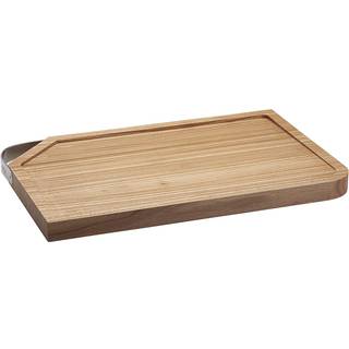 Rösle Schneidbrett 48x32 cm - Ulmenholz mit Edelstahlgriff - Braun,Silber