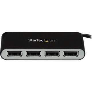 StarTech.com 4-Port Portable USB 2.0 Hub with Built-in Cable - hub - 4 ports USB hub - 4 ports - Sølv