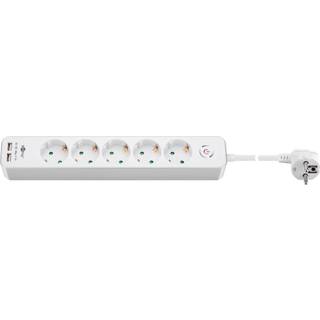 230V 5-stikdåse med Schukostik og USB | 1,5 meter | PRIS-MATCH