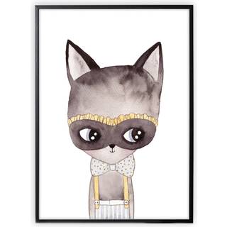 XO Posters Poster Cat With Mask One Size  Grå  One Size  Unisex