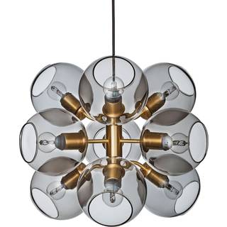 CO Bankeryd Tage loftlampe messing-røg farvet glas