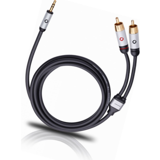 Phono / Jack Audio Tilslutningskabel [2x Cinch-stik - 1x Jackstik 3,5 mm] 3.00 m Sort forgyldte stik Oehlbach i-Connect