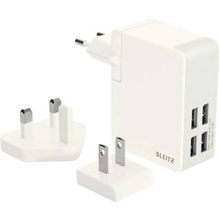 Oplader Traveller USB væg med 4 stik 24W, Leitz 62190001 (Udsalg)