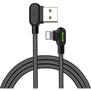 Mcdodo CA-4674 Vinklet Lightning (Ikke-MFI'er) til vinklet USB A-kabel til synkronisering og opladning på LED sort 50cm