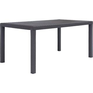 havebord 150 x 90 x 72 cm plastik rattanlook antracitgrå