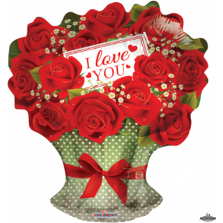 Folieballon Røde roser I love you