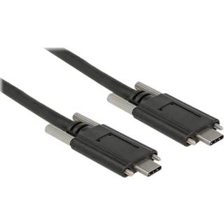Delock USB-C til USB-C kabel 10 Gbps med skruer på siderne, 1m - Sort
