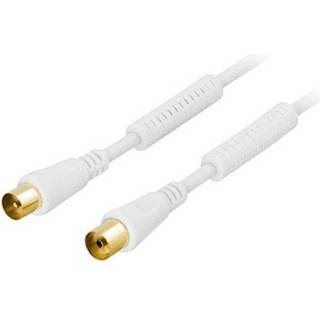 High Grade Antenne F-Kabel - Hun/Hun - dobbelt skærmning - Hvid - 5 m