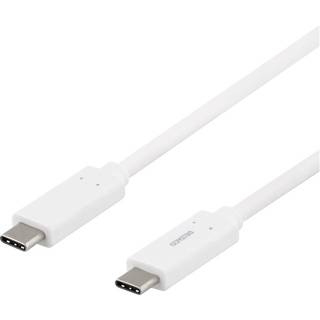 DELTACO USB-C to USB-C cable, 1m, 1.5A, , USB 3.1 Gen, E-Marker, white