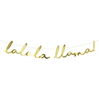 1 stk. Banner Llama, spejl guld, gør-det-selv, 12.5 cm høj, 82 cm lang, inkl. 2 m guld snor