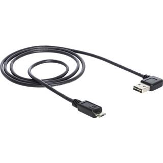 Delock Easy USB 2.0 - USB-A / Micro-B - Vinklet - Sort - 1 m