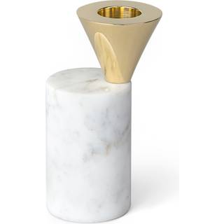 Skultuna Streamers Candle Holder 70 B White Marble - Lysestager Messing Hvid Marmor - 600-W-M-B
