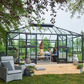 Juliana Grand Oase orangeri 18,8 m², antracit, 3 mm hærdet glas