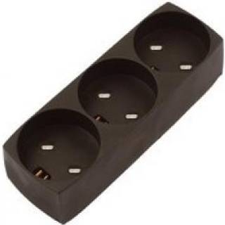 3-stikdåse med jord, EDB, SORT Stikprop:Ingen stikprop - Ledningslængde:Ingen ledning