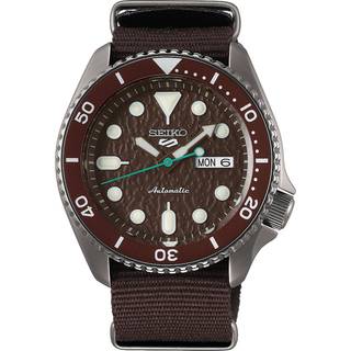 Seiko 5 Sports Stainless Steel Case Brown Canvas Strap Automatic Men's Watch SRPD85K1