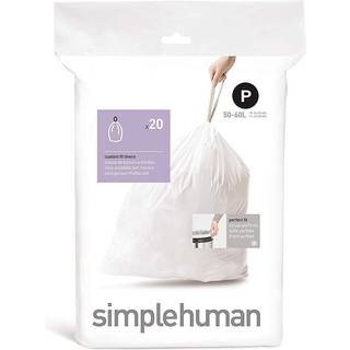 Simplehuman Kode P skræddersyede affaldsposer, pakke med 20, hvid