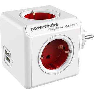 PowerCube Original USB & stikdåse (rød) - På lager i butik