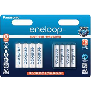 Panasonic eneloop BK-KJMCDE44E - Battery - (4 AA batteries 4 AAA batteries) 8 x AA / AAA - NiMH - ( rechargeable )