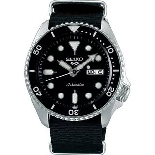 Seiko 5 Sports Automatic Black Dial Black Leather Strap Men's Watch SRPD65K3