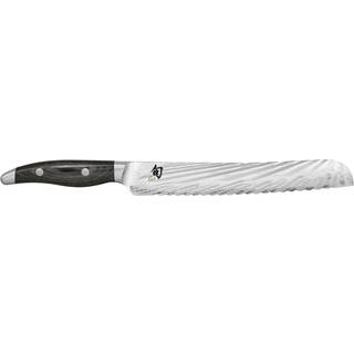 KAI Shun Nagare Brotmesser 23 cm - Damaststahl - Griff Pakkaholz - Grau,Silber