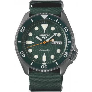 Seiko 5 Sports Stainless Steel Case Green Canvas Strap Automatic Green Dial Men's Watch SRPD77K1