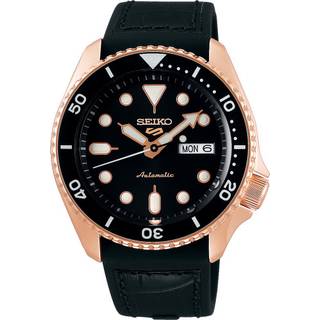 Seiko SRPD76K1 5 Sports Sort/Læder Ø43 mm