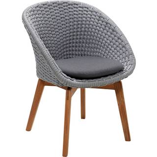 Cane-Line - Peacock Stol, Cane-Line Soft Rope, Ben: Teak,Cushion: Cane-Line Natté, Grey - Udendørs spisebordsstole - Træ farvet - Træ/Tekstilmateriale/Syntetisk