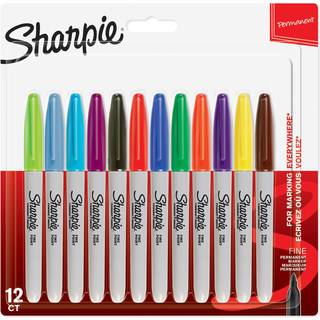Sharpie Permanent Markers | Fin spids | Forskellige farver | 12 styk