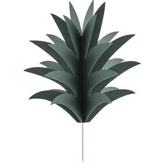 6 stk. Aloha Ananas Cupcake Pynt, gul og grøn, selvklæbende 16,5 cm høj