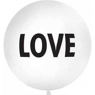 1 stk. Kæmpe ballon hvid med "Love" tryk – biologisk nedbrydelig latex 1 meter romantisk festpynt