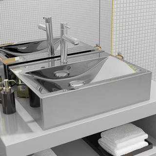 håndvask med overløb 60x46x16 cm keramik sølvfarvet