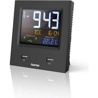 Hama "Dual-USB" Radio Alarm Clock with LED Colour Display and USB Charg. Func.