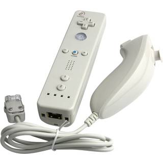Wii Remote Plus + Nunchuk til Wii/Wii U. Inkl silikonecase. Hvid