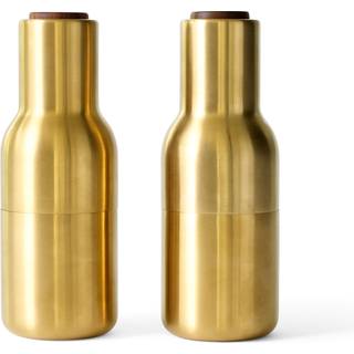 Audo Copenhagen Bottle Grinder krydderikværn metal 2-pak Brushed brass (låg i valnød)