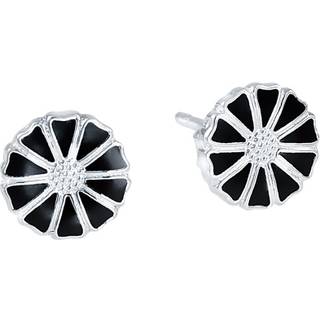 Lund Copenhagen marguerit øreringe 7,5 mm - sølv/sort - 909075-4-S