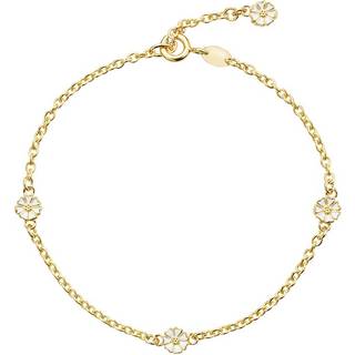 Lund Copenhagen Marguerit Armbånd i forgyldt med hvid emalje