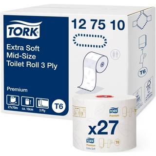 TORK Toiletpapir T6 3-lag 70 m 27 rl Hvid MidSize Premium Ekstra Soft(127510)