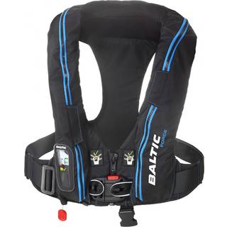 Oppustelig redningsvest Baltic Force 190N Sele, automatisk, sort + kulsyrepatron 38 gram, 40 - 120 kg