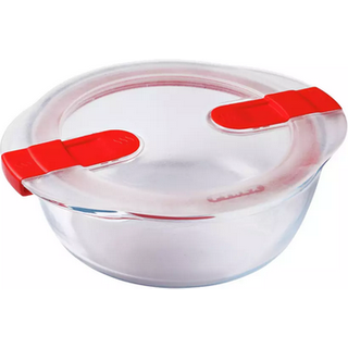 Rund madbeholder, med låg, varmebestandigt glas, 18cm/1L, &#34;Cook&Heat&#34;