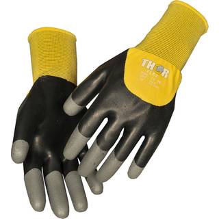 THOR Flex Dry Halvdyppet latexhandske, 8, sort, med gul ribkant
